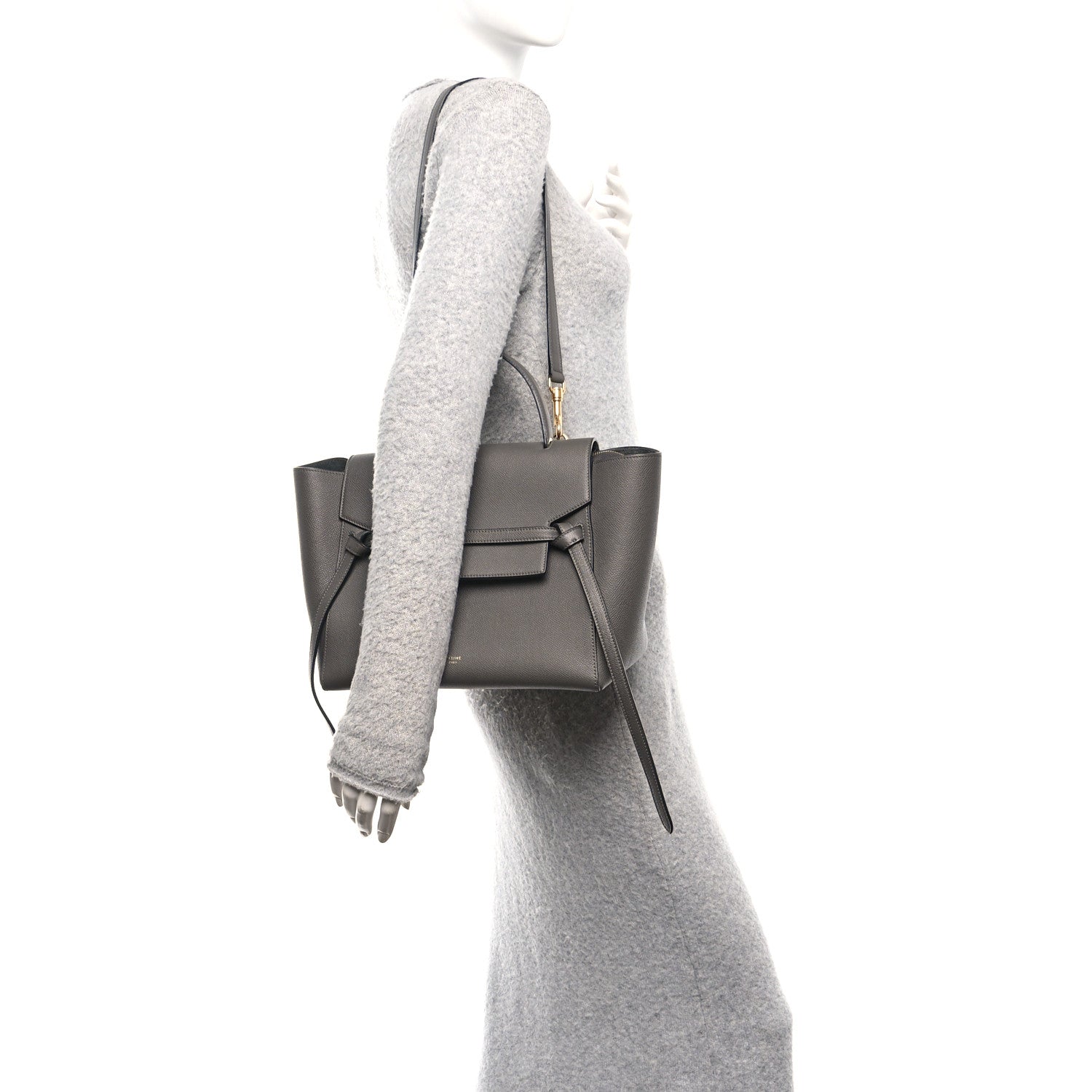 Celine Grained Calfskin Mini Belt Bag Grey Grey 2 of 12
