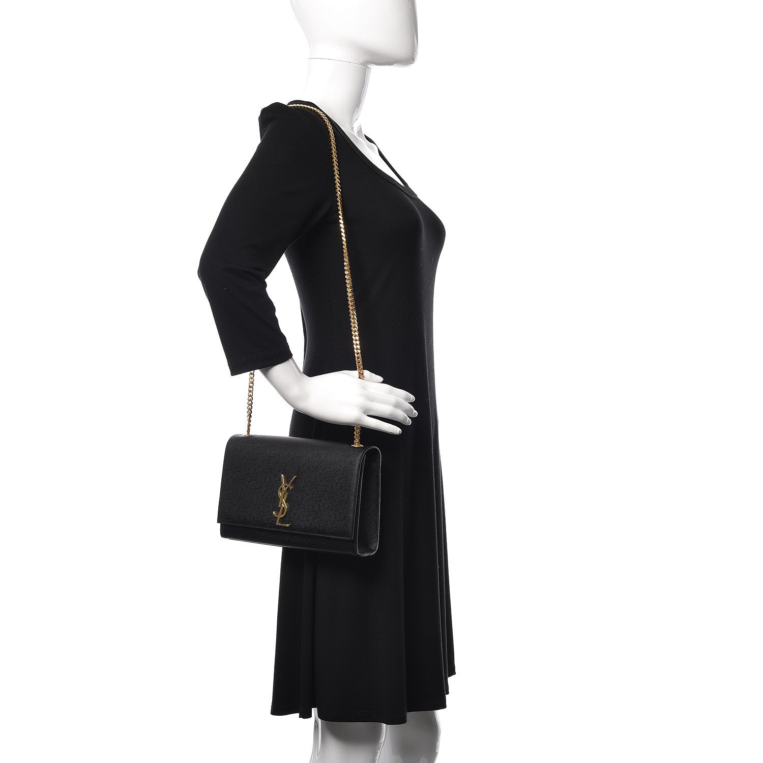 Saint Laurent Grain De Poudre Medium Classic Monogram Kate Satchel Black 2 of 8