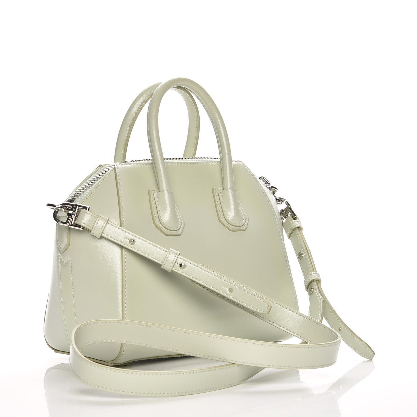 Shiny Lord Calfskin Mini Antigona Aqua Green