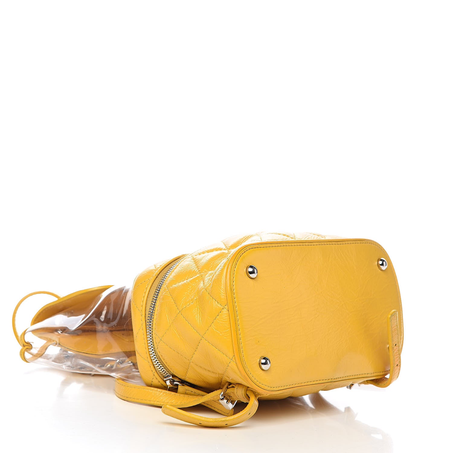 Chanel Crumpled Calfskin PVC Quilted Backpack Yellow 4 of 15