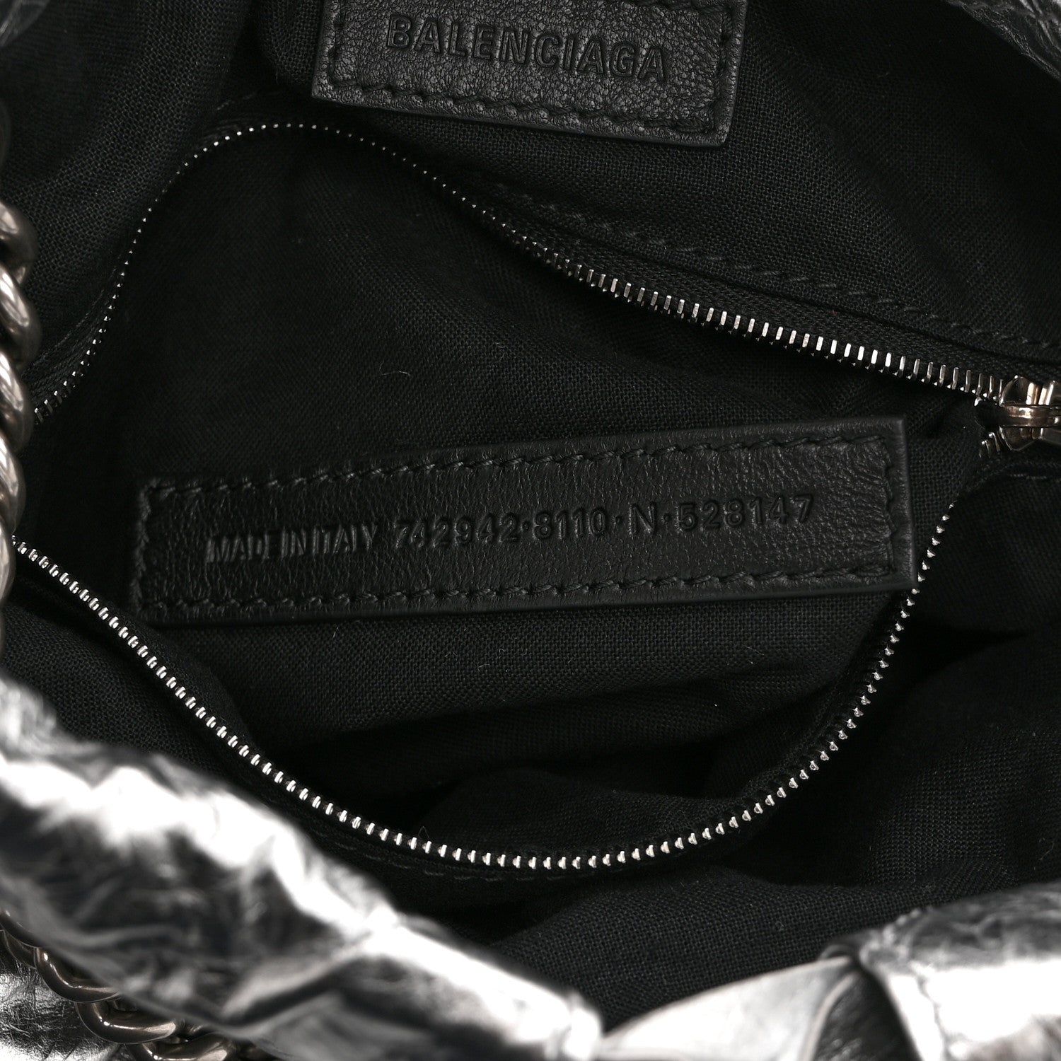 Balenciaga Crushed Calfskin Quilted Crush Small Tote Bag Silver 7 of 10