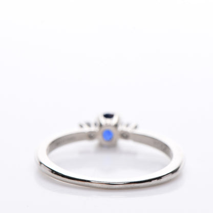 Tiffany Platinum Diamond Blue Sapphire Ring 7 3 of 5