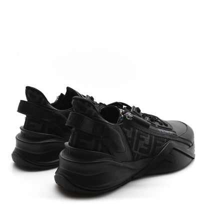 Fendi Calfskin Nylon Lycra Mens Fendi Flow Low Top Sneakers 11 Black Grigio Tabacco 5 of 9