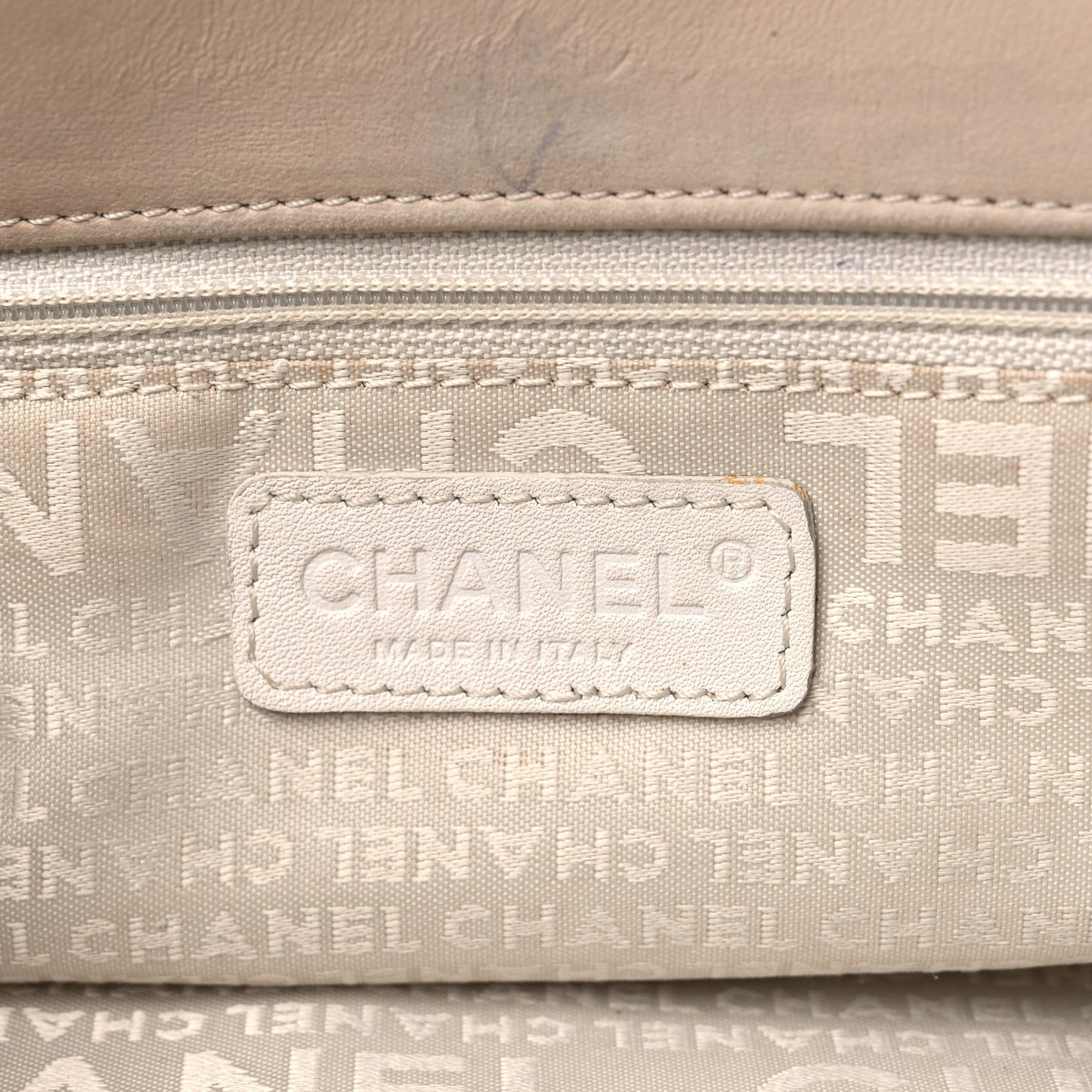 Lambskin Chain Stitch Shoulder Bag Beige