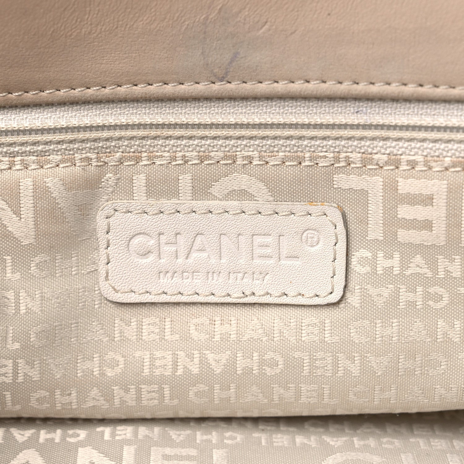Chanel Lambskin Chain Stitch Shoulder Bag Beige 6 of 19