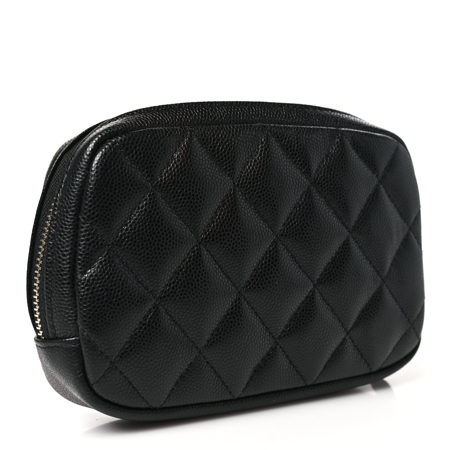 Chanel Caviar Quilted Small Curvy Pouch Cosmetic Case Black 3 of 9
