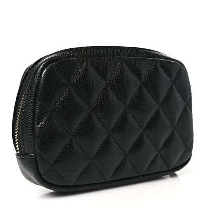 Chanel Caviar Quilted Small Curvy Pouch Cosmetic Case Black 3 of 9