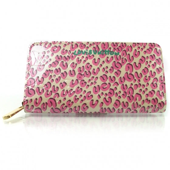 Leopard Zippy Wallet Coral White
