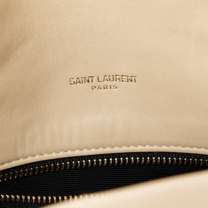 Saint Laurent Lambskin Quilted Small Loulou Puffer Monogram Chain Satchel Dark Beige 7 of 11