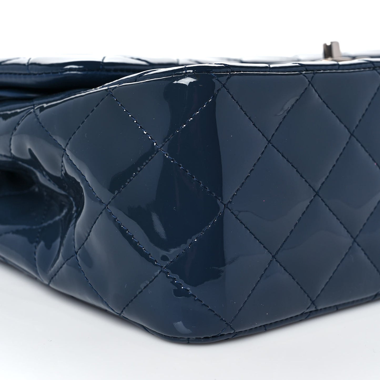 Patent Quilted Jumbo Double Flap Navy