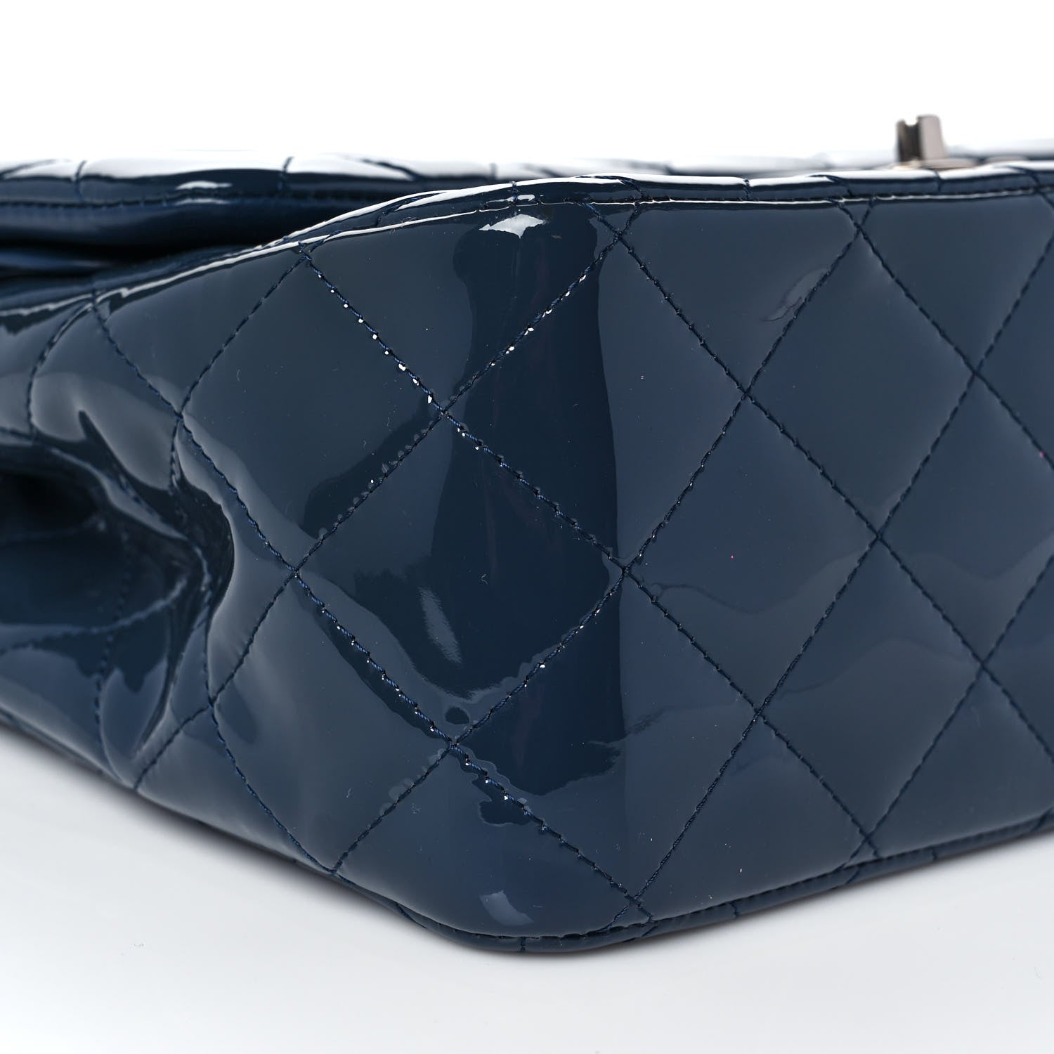 Chanel Patent Quilted Jumbo Double Flap Navy 8 of 10