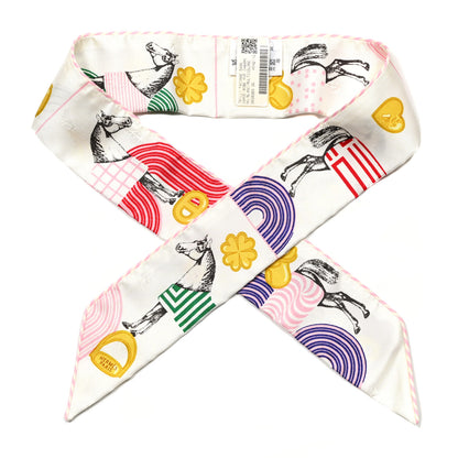 Hermes Silk Garde Robe Pop Charms Twilly White Multicolor 1 of 3