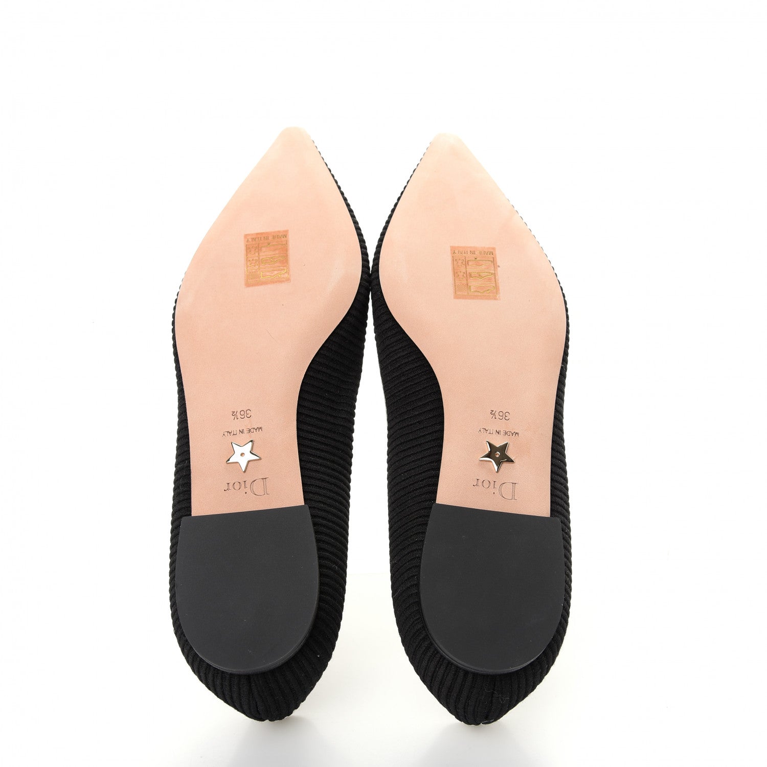 Christian Dior Fabric Ribbon Embroidered J'Adior Ballet Flats 36.5 Black 6 of 11