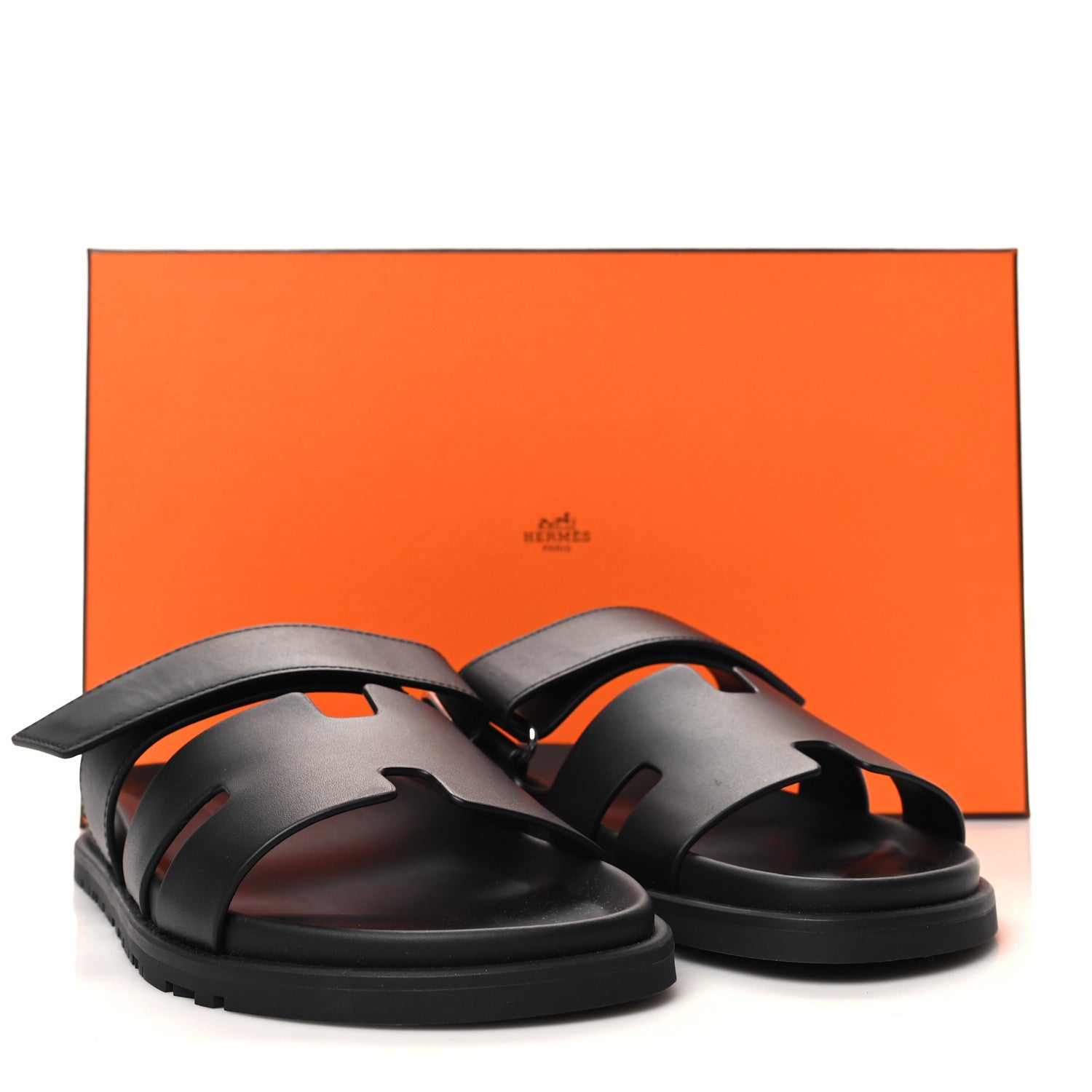 Hermes Calfskin Womens Chypre Sandals 40.5 Black 9 of 9