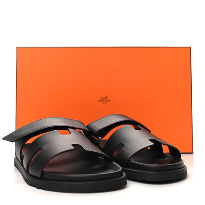 Hermes Calfskin Womens Chypre Sandals 40.5 Black 9 of 9