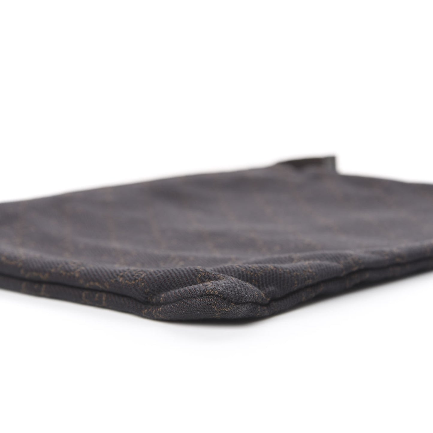 Denim Monogram Zip Top Pouch Brown