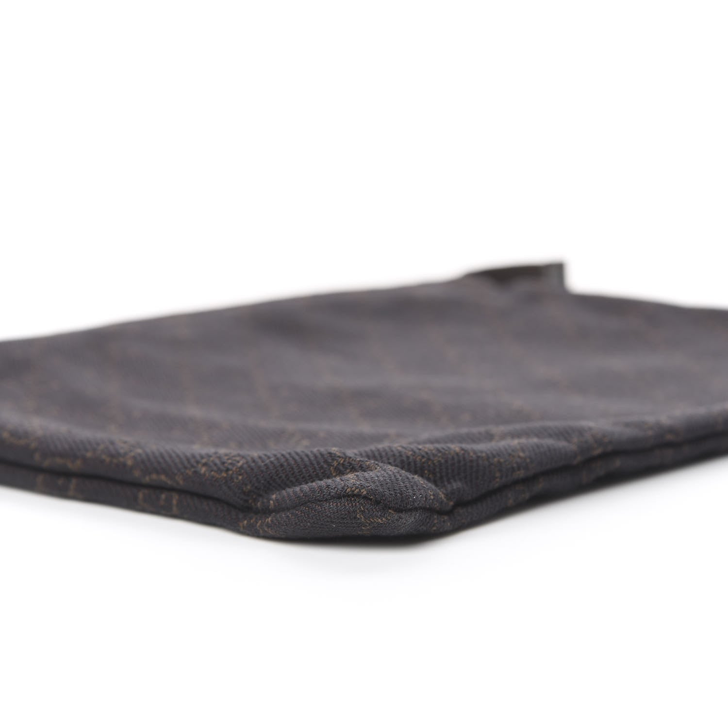 Gucci Denim Monogram Zip Top Pouch Brown 5 of 9