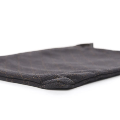 Gucci Denim Monogram Zip Top Pouch Brown 5 of 9