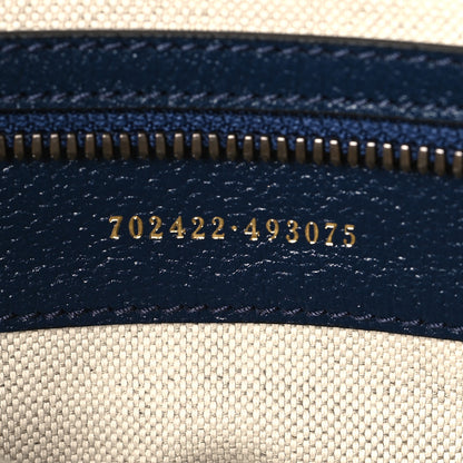 Gucci X ADIDAS Canvas Textured Dollar Calfskin Web GG Monogram Trefoil Large Bowling Bag Hibiscus Red  Blue Navy 6 of 11