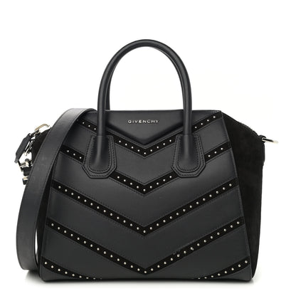 Givenchy Calfskin Suede Small Studded Chevron Antigona Black 1 of 10
