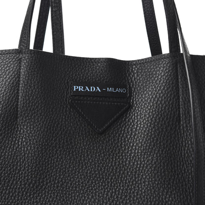 Prada Vitello Daino Etiquette Shopping Bag Black 9 of 12