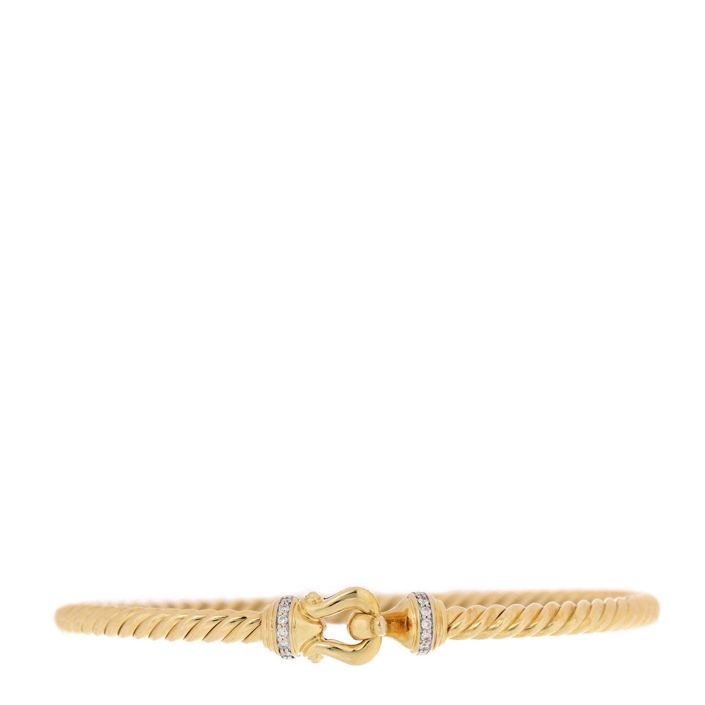 18K Yellow Gold Diamond 3.5mm Buckle Cablespira Bracelet