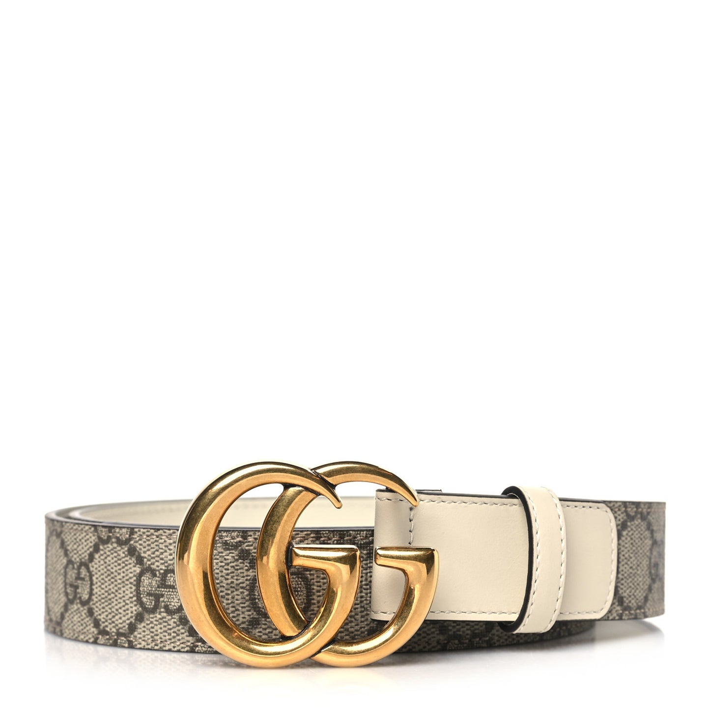 GG Supreme Monogram Matte Plutone Calfskin Double G 30mm Belt 95 38 Beige Ebony Mystic White