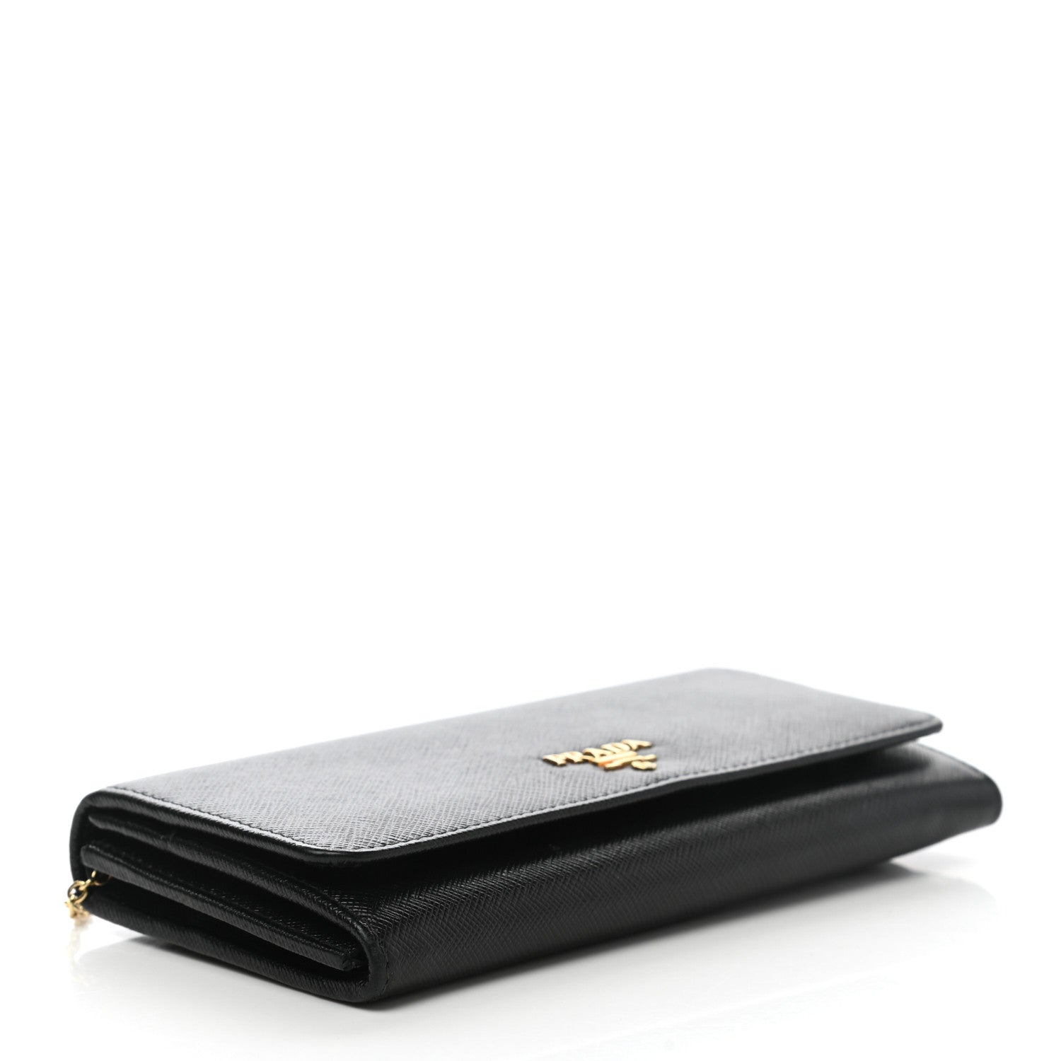 Prada Saffiano Metal Continental Flap Wallet Black 4 of 7