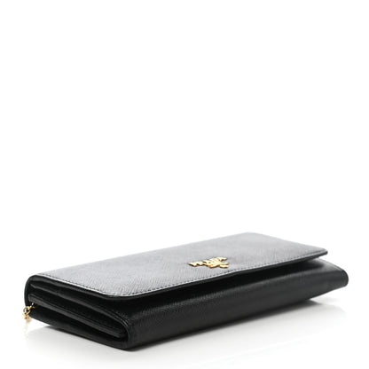 Prada Saffiano Metal Continental Flap Wallet Black 4 of 7