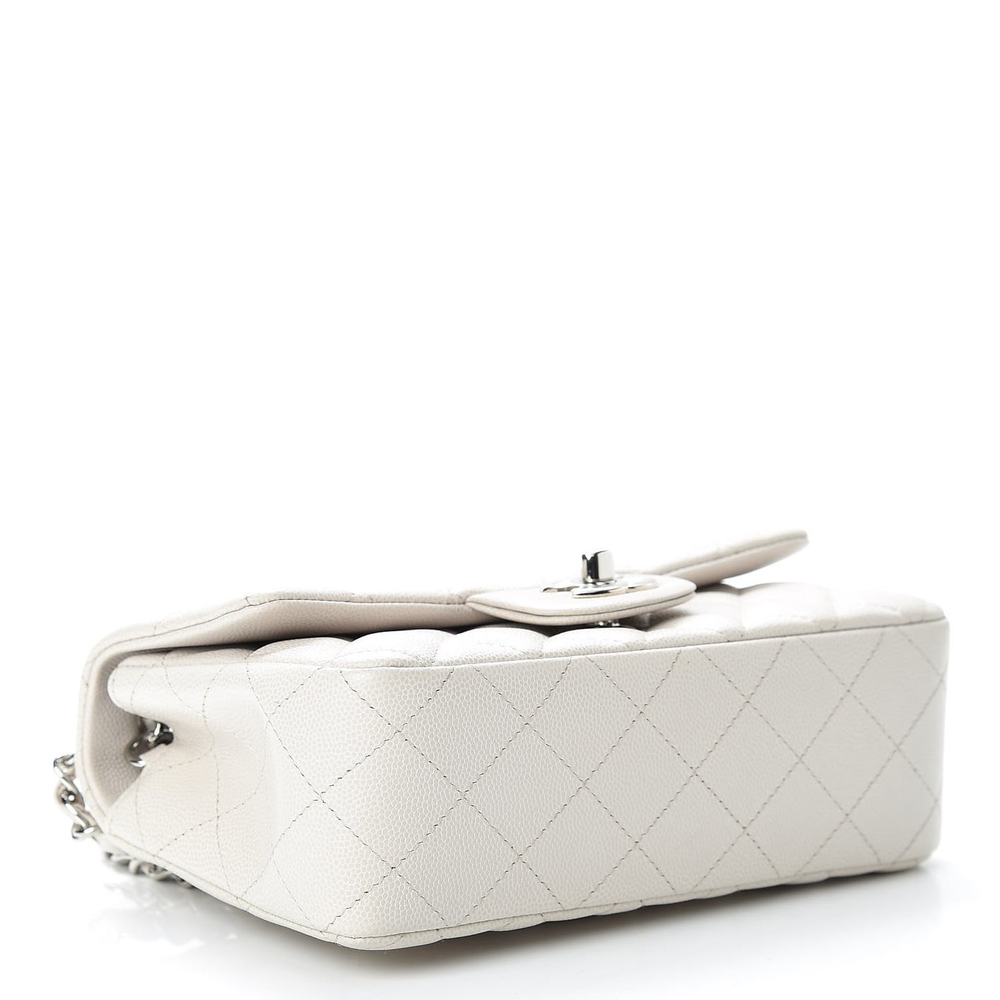 Caviar Quilted Mini Rectangular Flap Ivory
