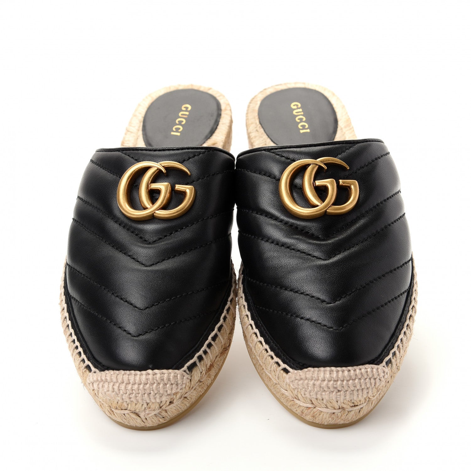 Gucci Nappa Matelasse GG Marmont Espadrille Slippers 36.5 Black 5 of 11