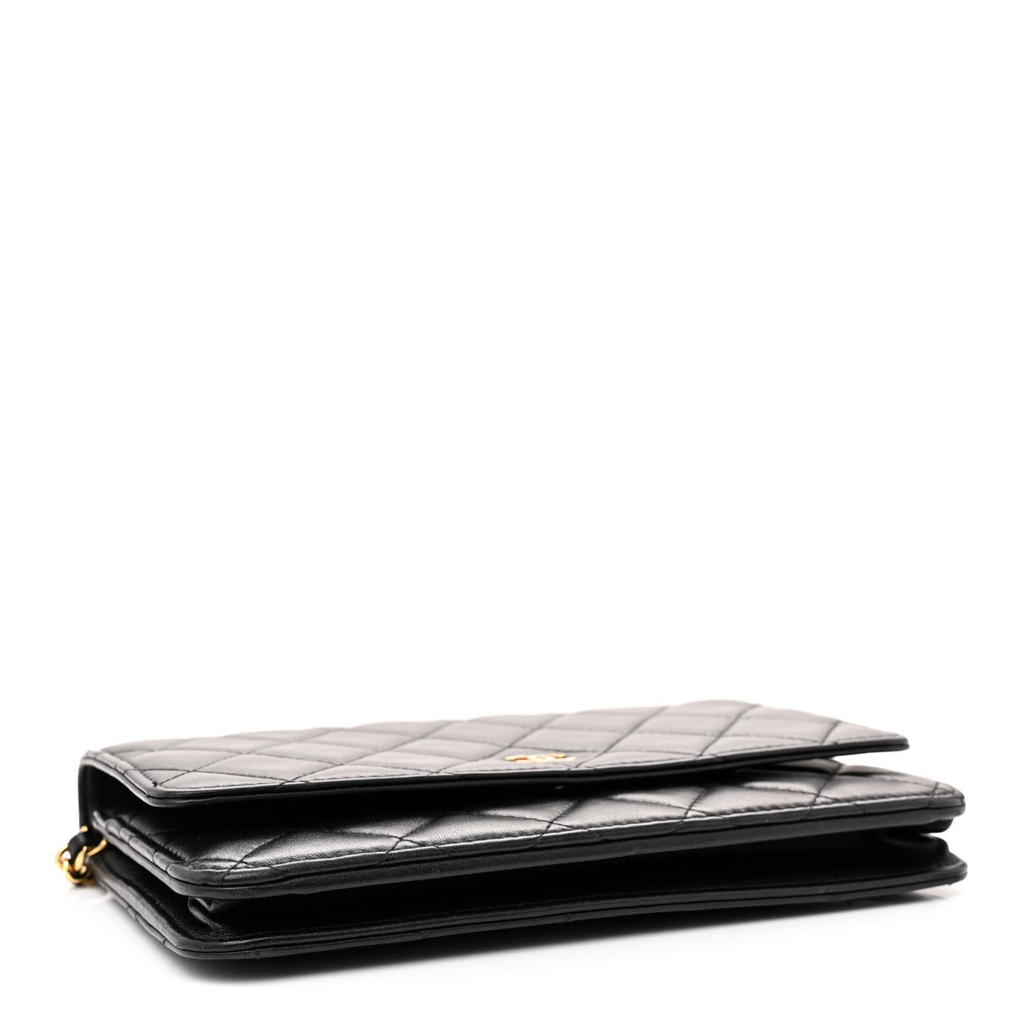 Lambskin Quilted Wallet On Chain WOC Black