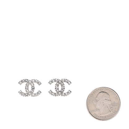 Chanel Crystal CC Earrings Silver 2 of 5
