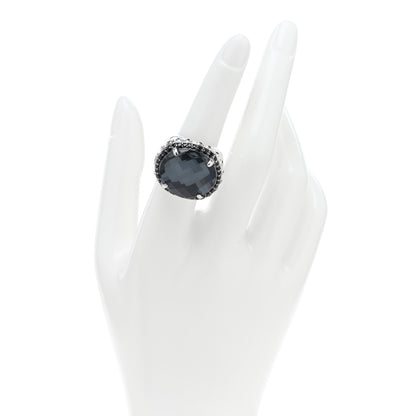 John Hardy Sterling Silver Hematite Quartz Spinel Batu Bamboo Ring 55 7.25 2 of 5