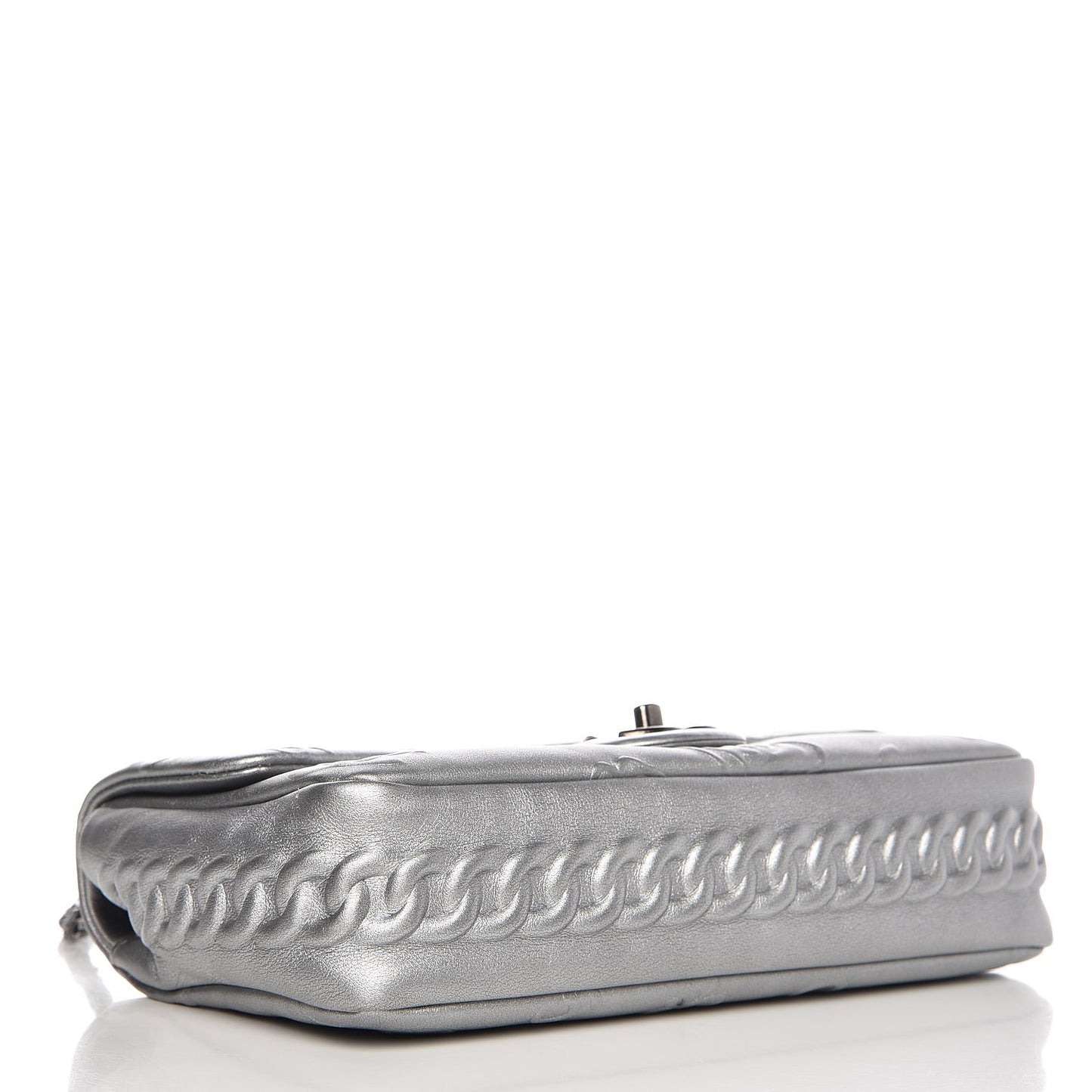 Metallic Lambskin Symbols Medium Single Flap Silver