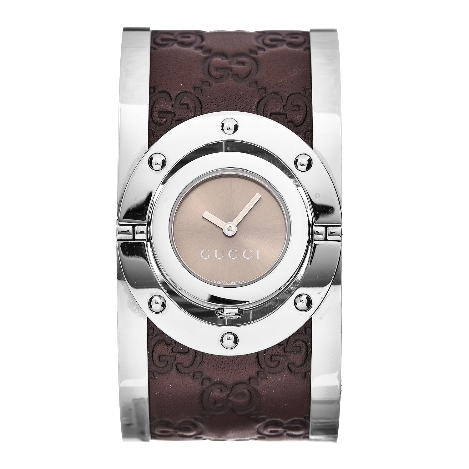 Gucci Stainless Steel Calfskin 33mm Twirl Quartz Watch Brown 1 of 5