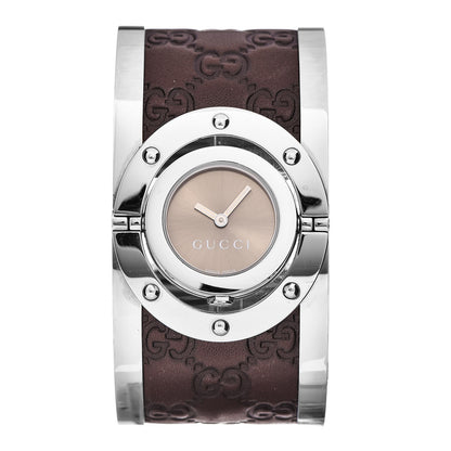 Gucci Stainless Steel Calfskin 33mm Twirl Quartz Watch Brown 1 of 5