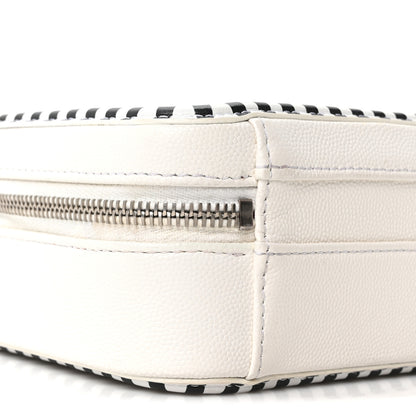 Chanel Caviar Quilted Striped Small CC Filigree Vanity Case White Black 9 of 10