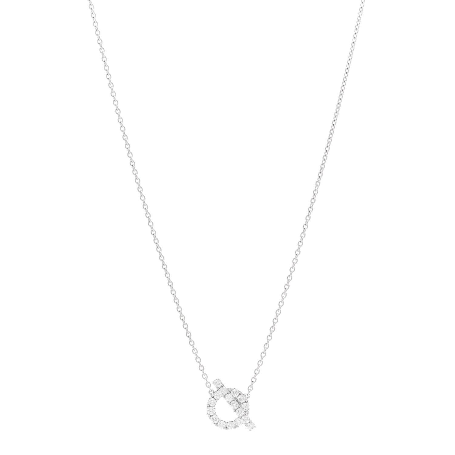 Hermes 18K White Gold Diamond Finesse Pendant Necklace 1 of 5