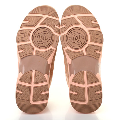 Chanel Nylon Lambskin Suede Calfskin CC Sneakers 36.5 Pink 5 of 7