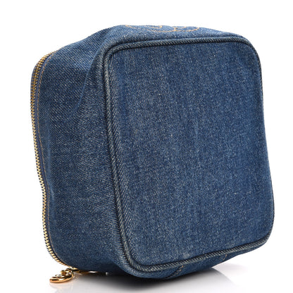 Chanel Denim Vanity Cosmetic Case Blue 4 of 8