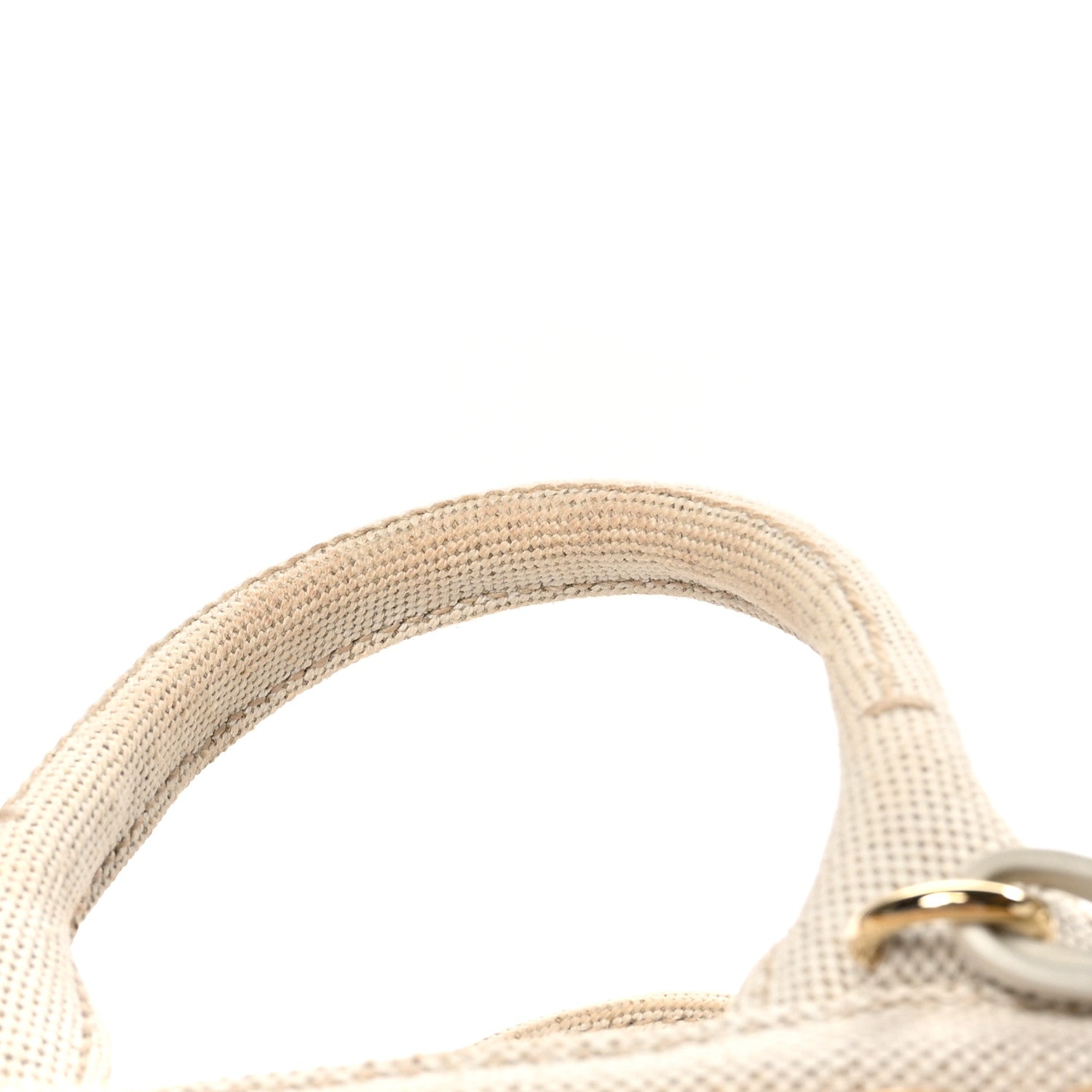 Prada Wicker Canvas Mini Tote Tan White 11 of 11