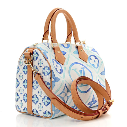 Louis Vuitton Monogram Tiles By The Pool Speedy Bandouliere 25 Lagoon Blue 3 of 9