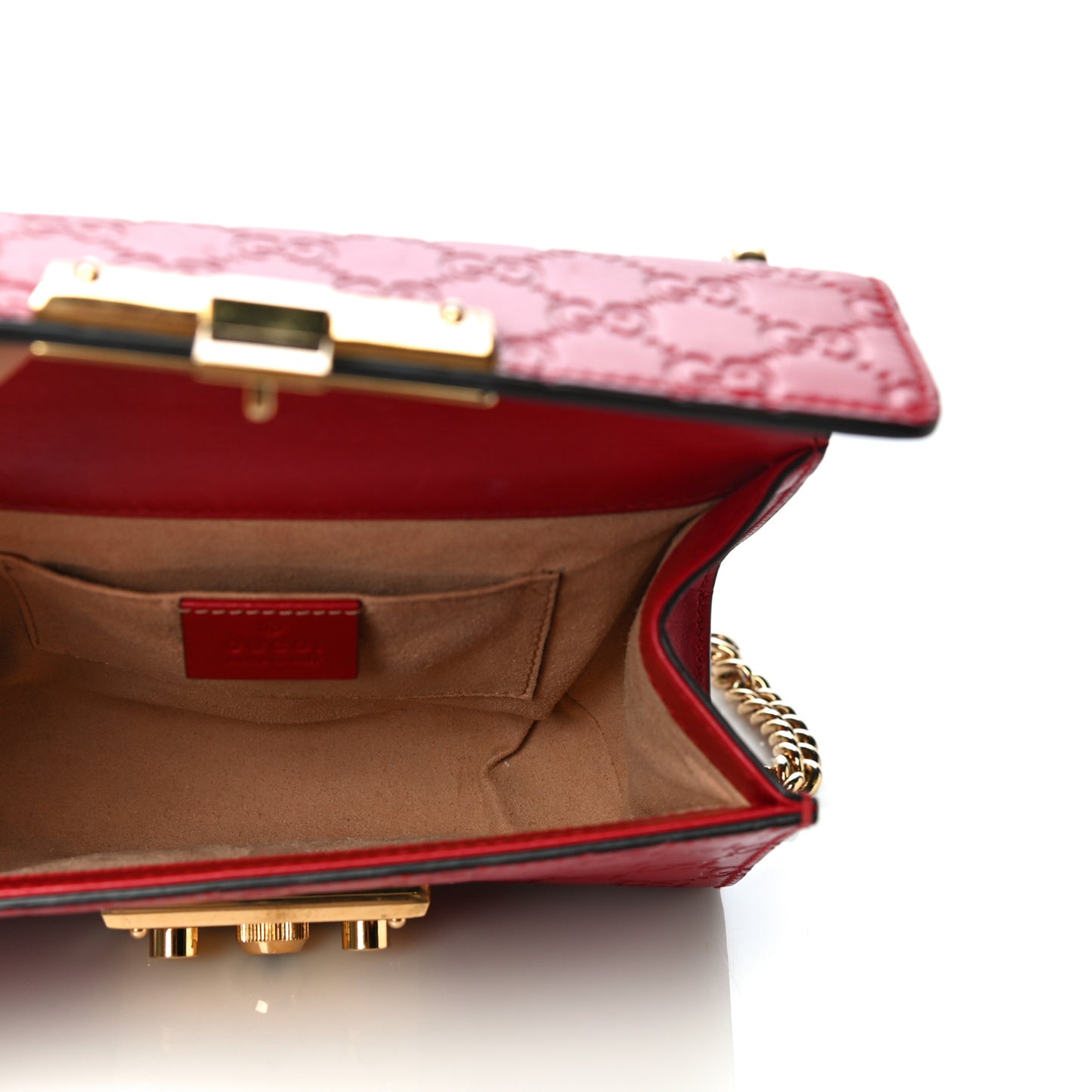 Guccissima Small Padlock Shoulder Bag Hibiscus Red