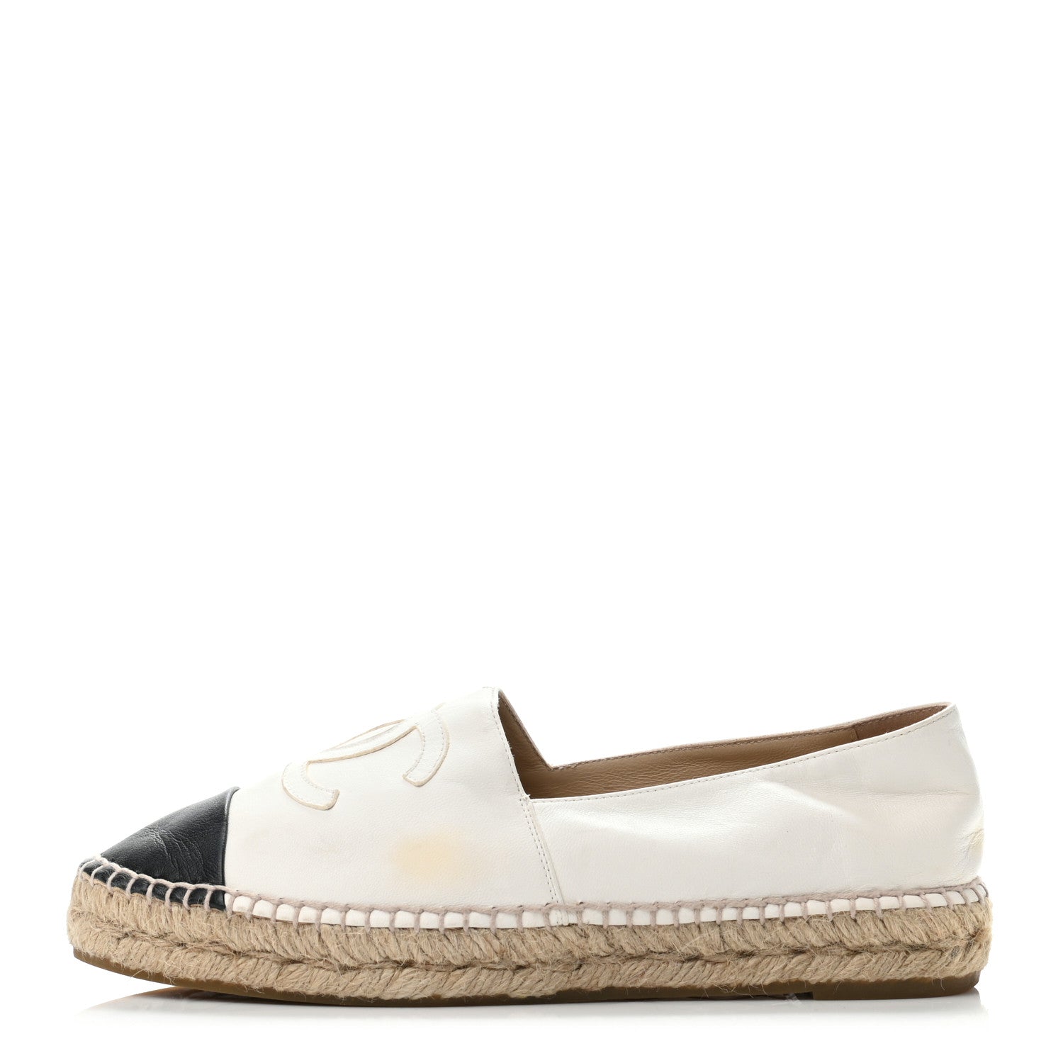 Chanel Lambskin CC Espadrilles 39 White Black 1 of 5