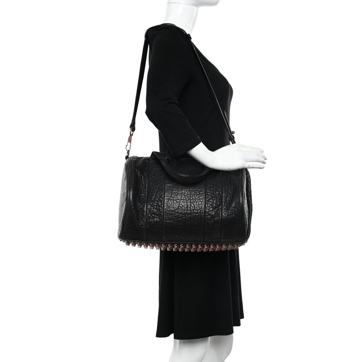 Pebbled Lambskin Rocco Black Rose Gold Hardware