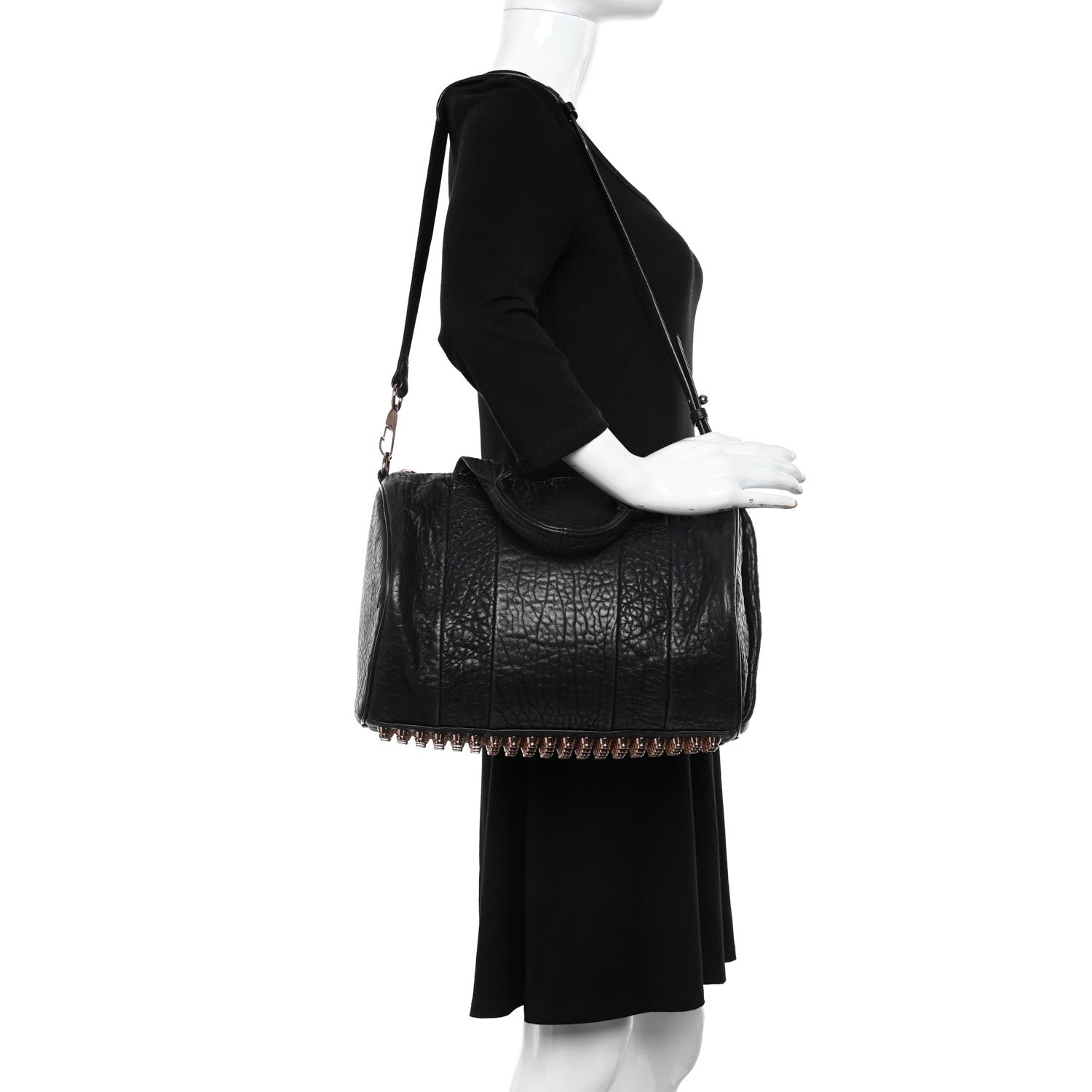 Alexander Wang Pebbled Lambskin Rocco Black Rose Gold Hardware 2 of 9