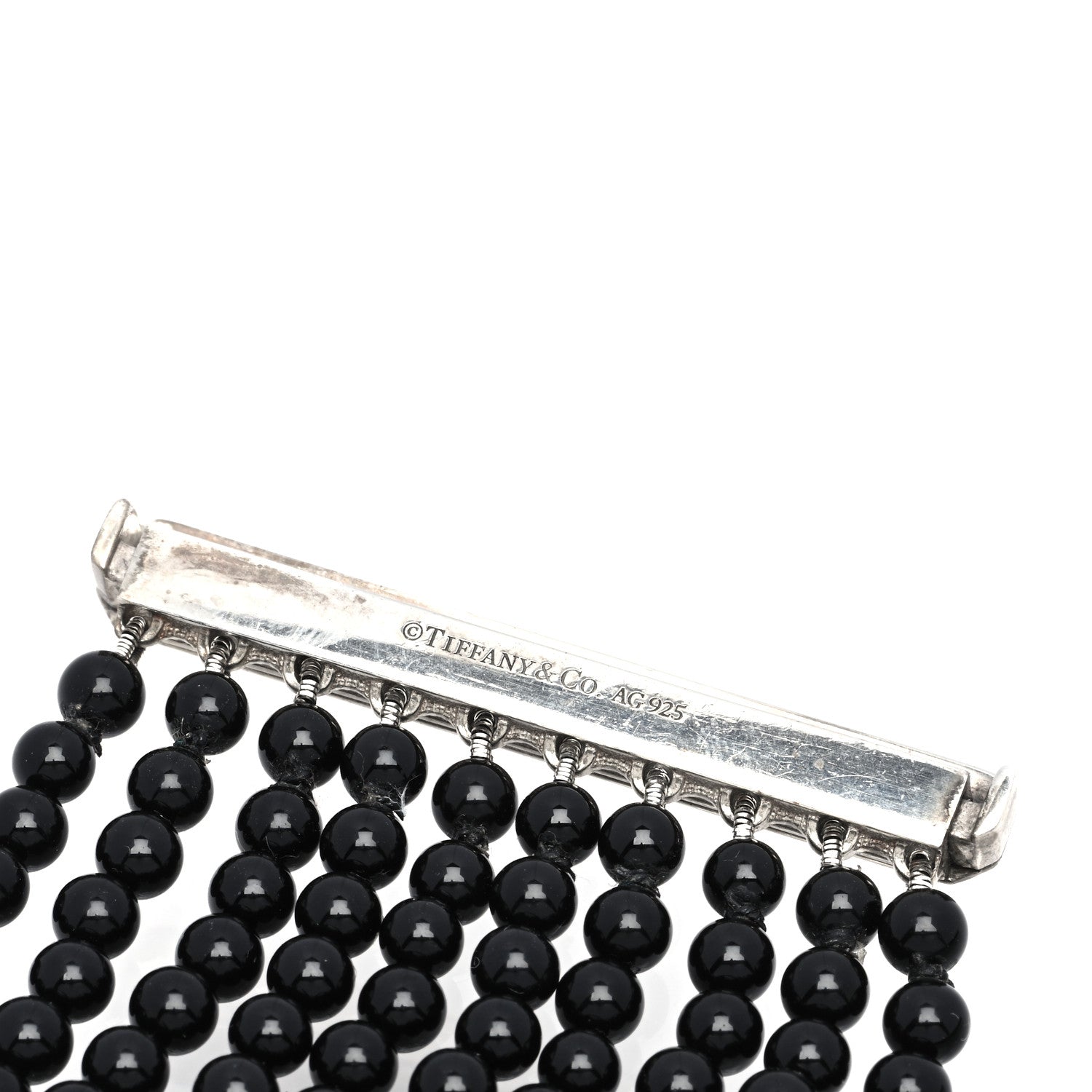Tiffany Sterling Silver Black Onyx 10 Row Ziegfeld Bracelet 3 of 4
