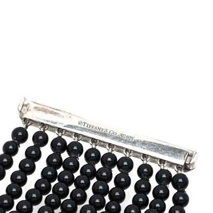 Tiffany Sterling Silver Black Onyx 10 Row Ziegfeld Bracelet 3 of 4