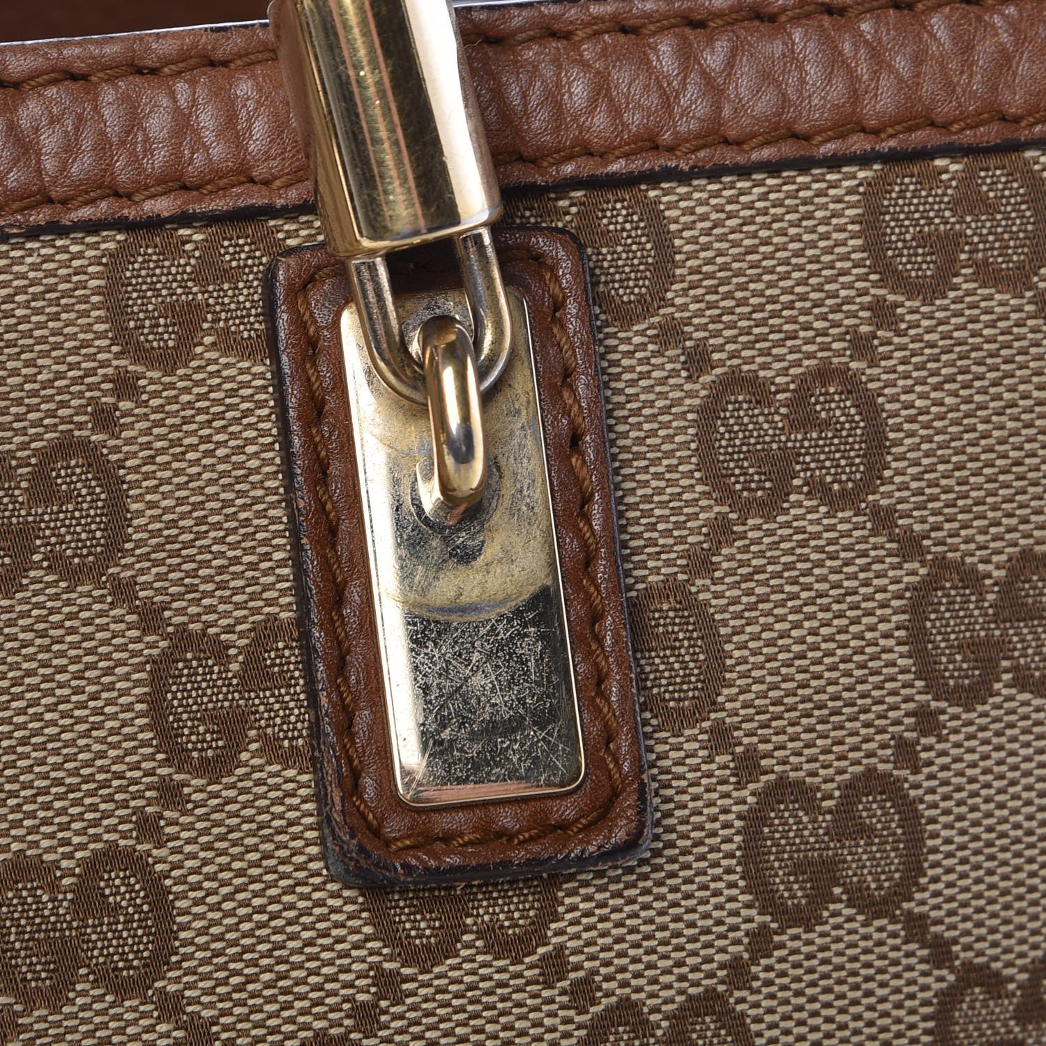 Gucci Monogram Cellarius Calfskin Medium Bella Tote Beige Ebony Cuir 14 of 20